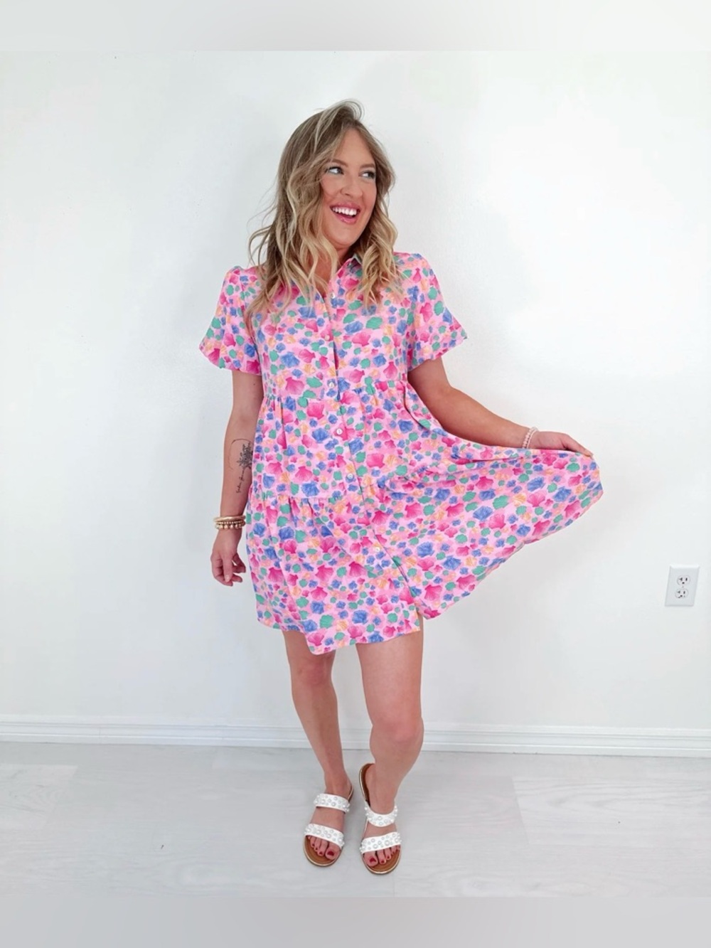 NWT SULLIVAN SEASHELL PRINT SHIRT DRESS - Picture 7 of 13